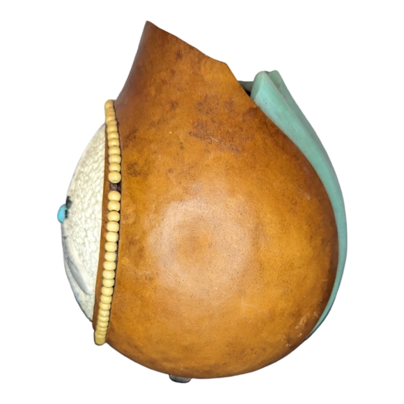 Dragonfly turquoise decorative gourd. - Picture 6 of 8